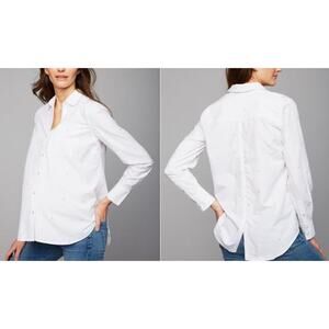 Led Maternity Long Sleeve Collared Button Down Shirt Stars White Preloved